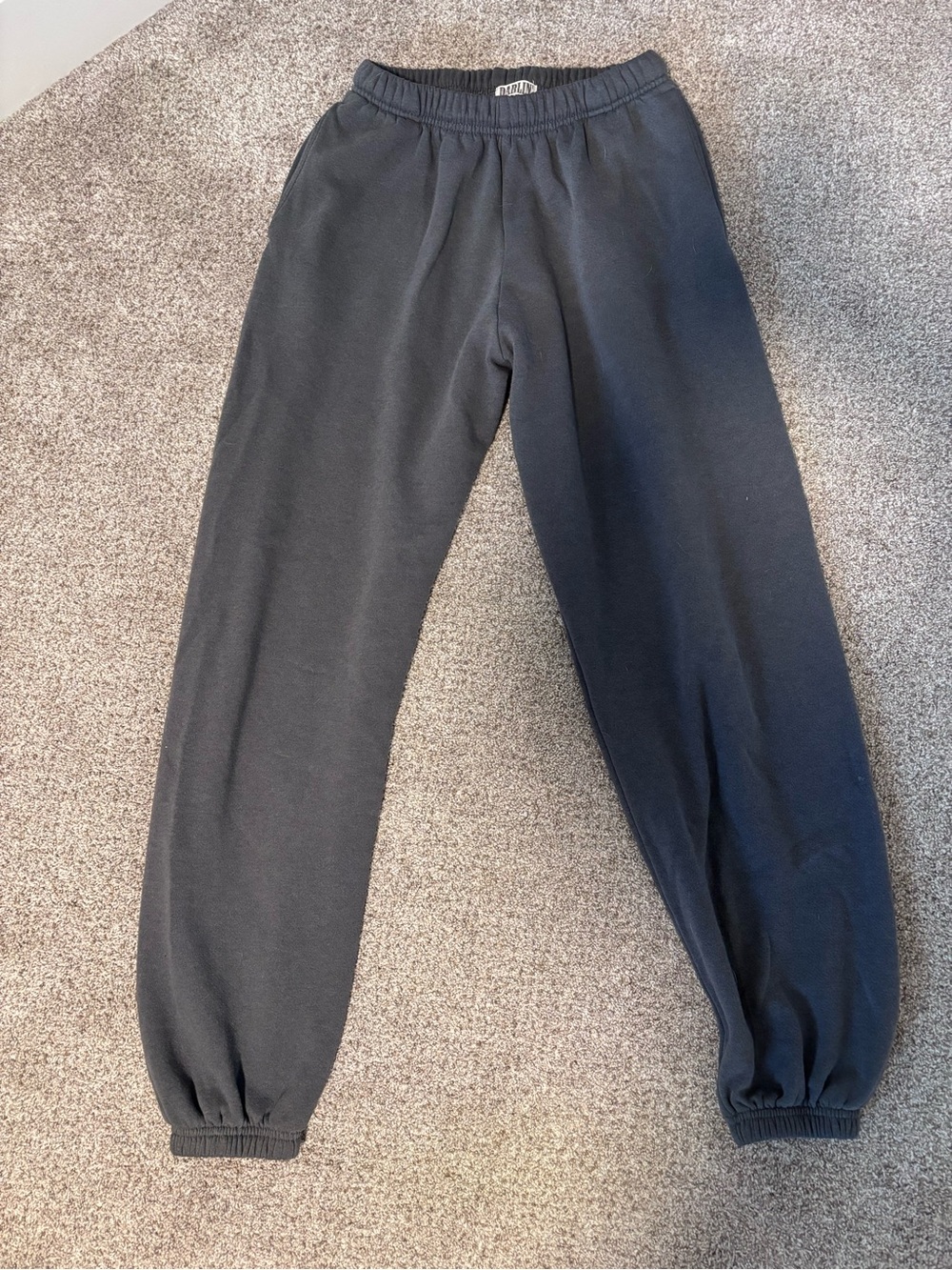 Darlin Women’s Grey Sweatpants - Comfortable Elastic Waist & Cuffed Ankles - Picture 1 of 4